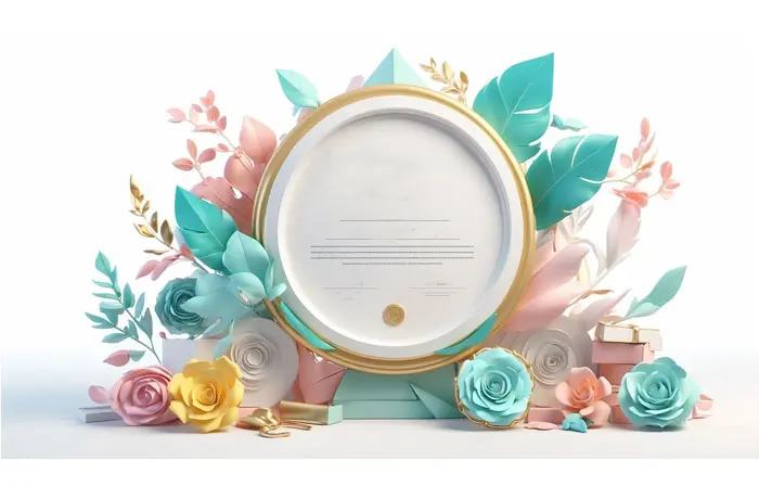 Round Frame with Flowers 3d Modeling Illustration